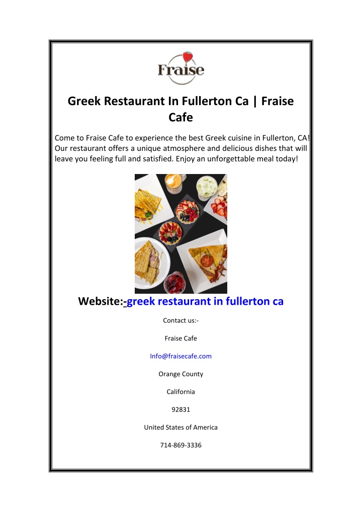 greek restaurant in fullerton ca fraise cafe