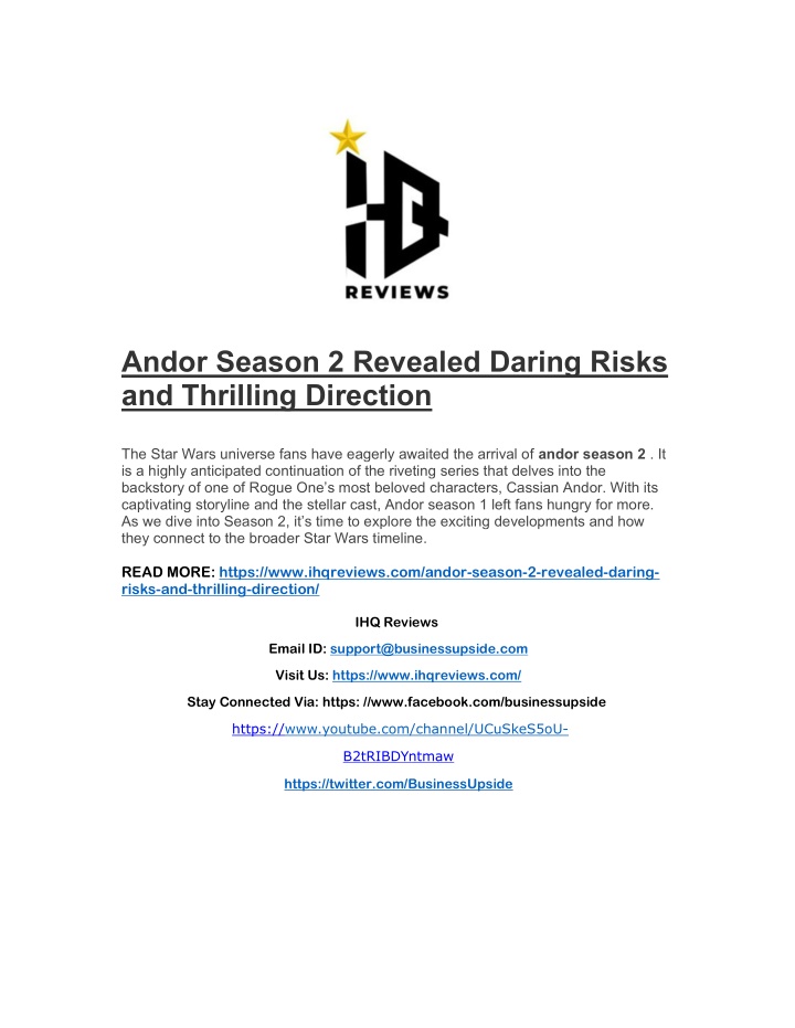 andor season 2 revealed daring risks