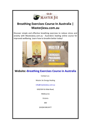 Breathing Exercises Course In Australia Masterjiexu.com.au