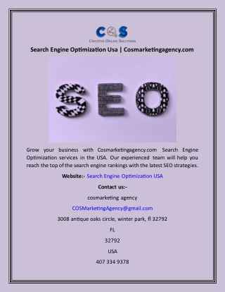 Search Engine Optimization Usa  Cosmarketingagency