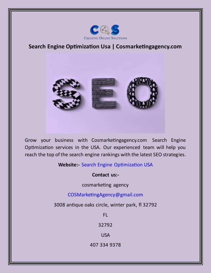 search engine optimization usa cosmarketingagency