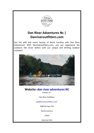 Dan River Adventures Nc  Danriveroutfitters.com