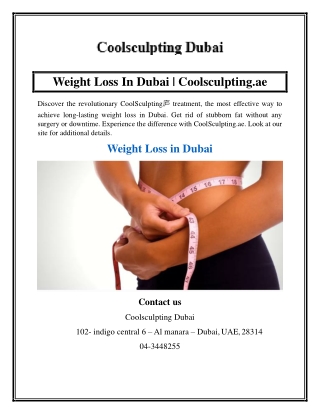 Weight Loss In Dubai  Coolsculpting.ae