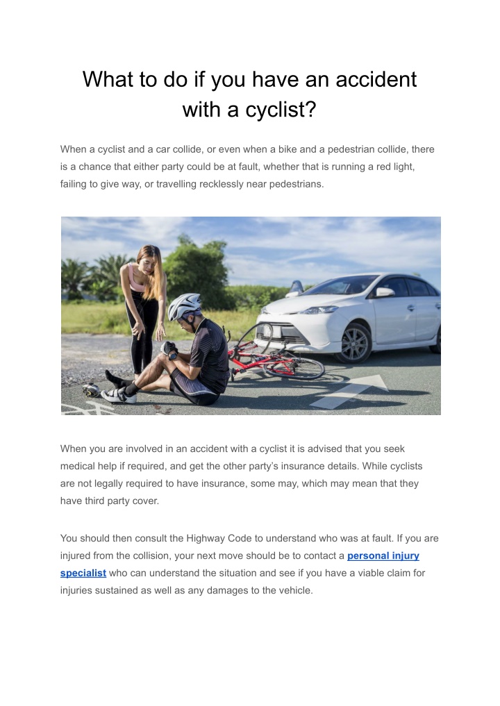 what to do if you have an accident with a cyclist