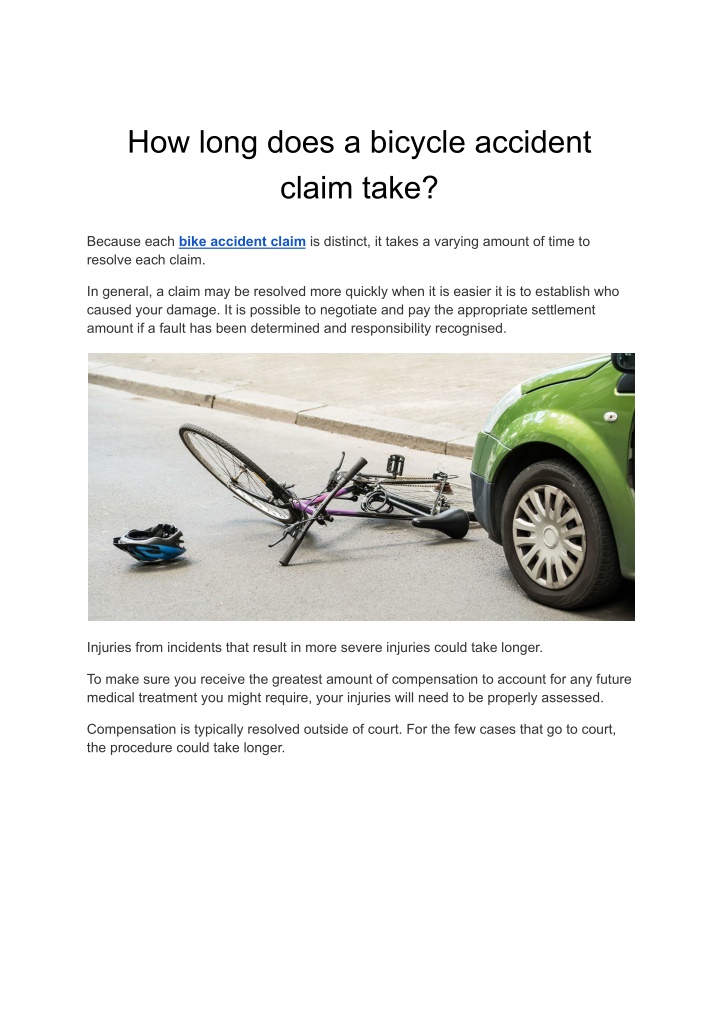 how long does a bicycle accident claim take