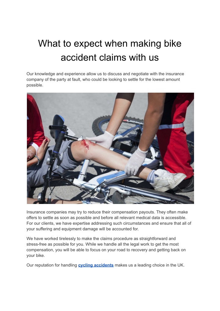 what to expect when making bike accident claims