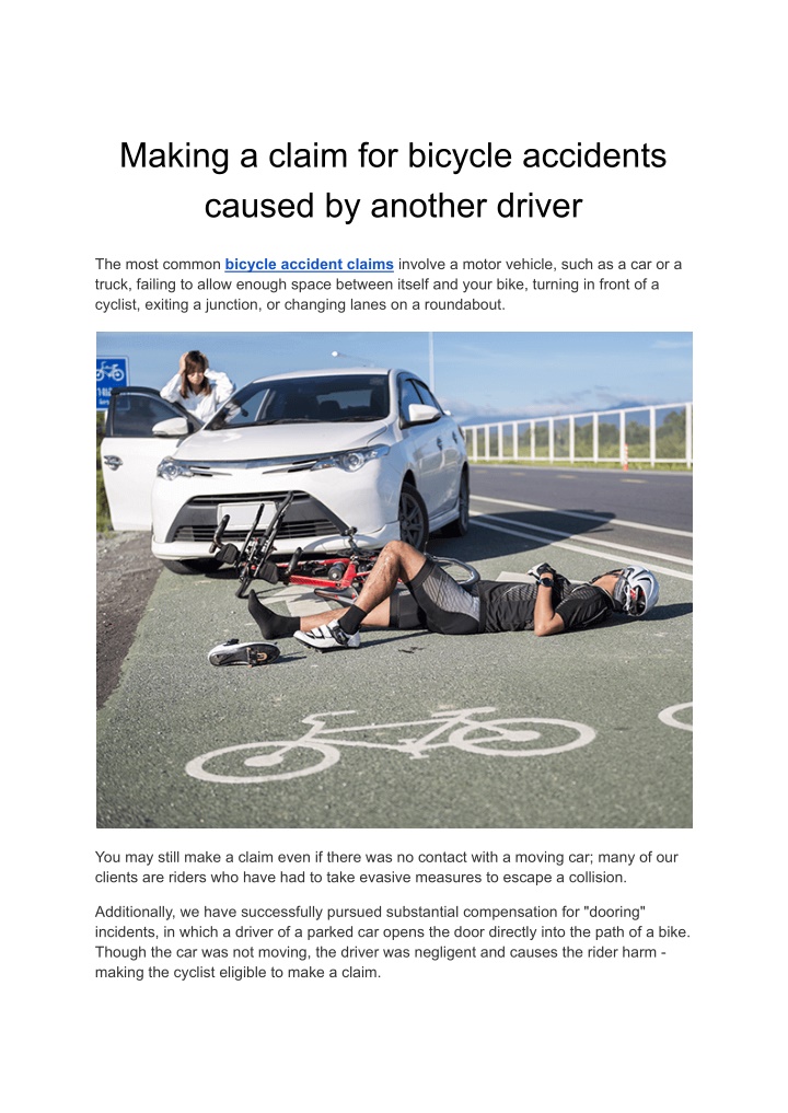 making a claim for bicycle accidents caused