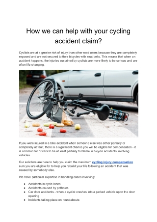 How we can help with your cycling accident claim?