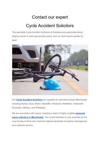 Contact our expert Cycle Accident Solicitors