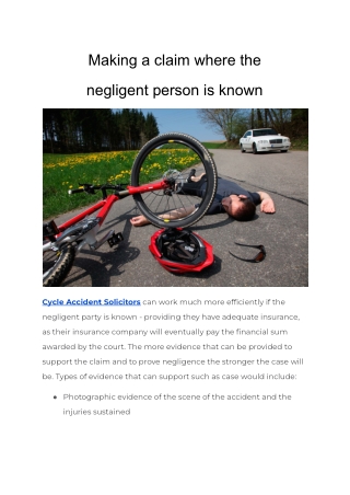 Making a claim where the negligent person is known