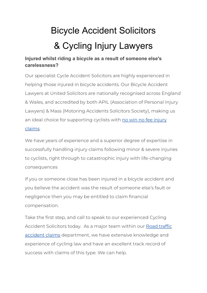 bicycle accident solicitors