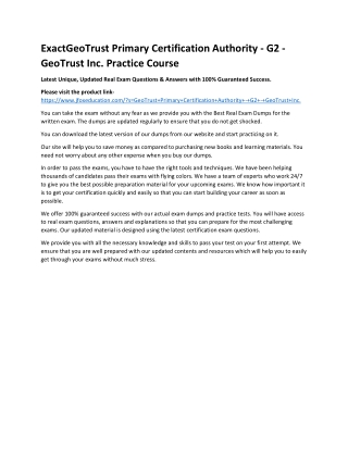 exactgeotrust primary certification authority