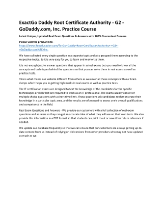 exactgo daddy root certificate authority
