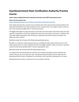 exactgovernment root certification authority