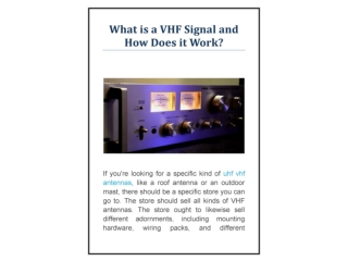 What is a VHF Signal and How Does it Work