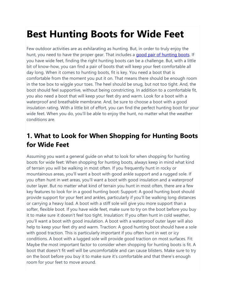 best hunting boots for wide feet