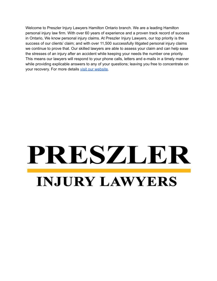 welcome to preszler injury lawyers hamilton