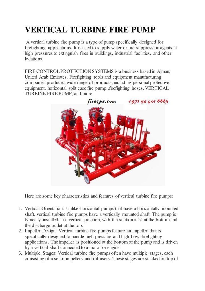 vertical turbine fire pump