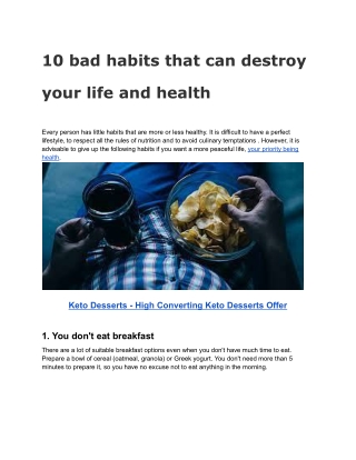 10 bad habits that can destroy your life and health