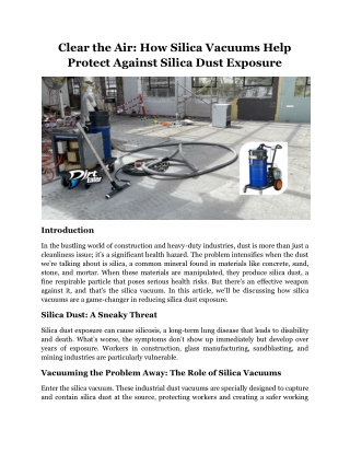 Clear the Air How Silica Vacuums Help Protect Against Silica Dust Exposure