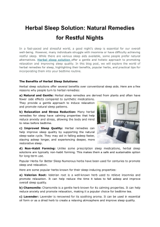 Herbal Sleep Solution_ Natural Remedies for Restful Nights