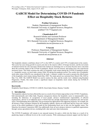 GARCH Model for Determining COVID-19 Pandemic Effect on Hospitality Stock Returns