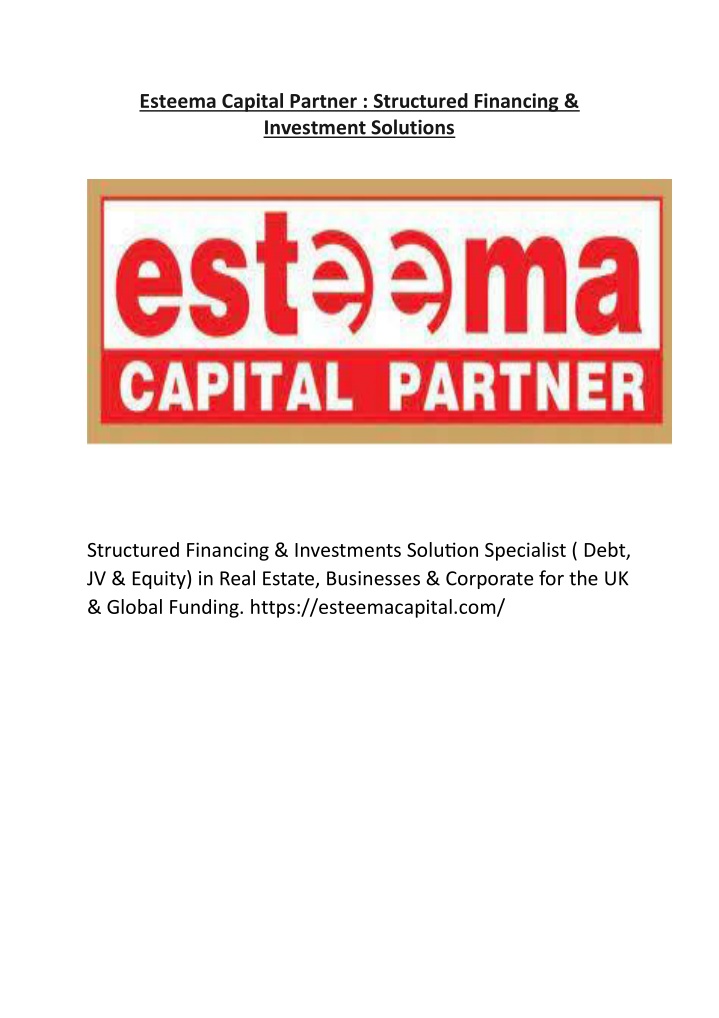 esteema capital partner structured financing