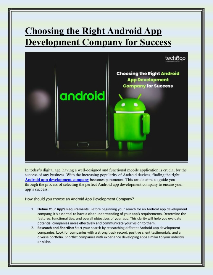 choosing the right android app development