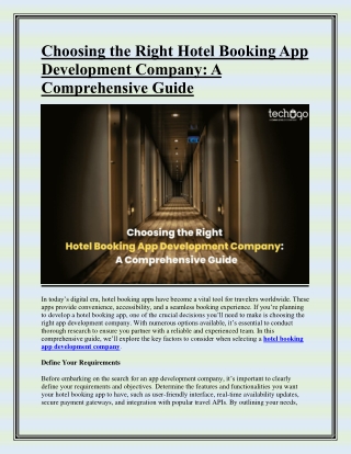 Choosing the Right Hotel Booking App Development Company-A Comprehensive Guide