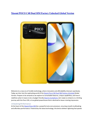 xiaomi poco c40 dual sim factory unlocked global