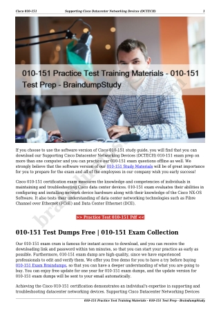 010-151 Practice Test Training Materials - 010-151 Test Prep - BraindumpStudy