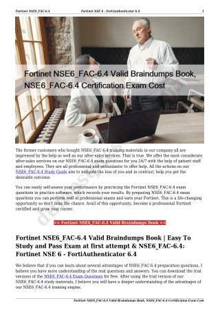 Fortinet NSE6_FAC-6.4 Valid Braindumps Book, NSE6_FAC-6.4 Certification Exam Cost
