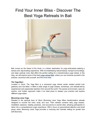 Find Your Inner Bliss - Discover The Best Yoga Retreats In Bali