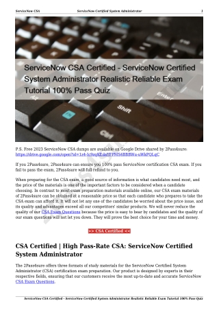 ServiceNow CSA Certified - ServiceNow Certified System Administrator Realistic Reliable Exam Tutorial 100% Pass Quiz