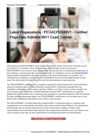 Latest Pegasystems - PEGACPDS88V1 - Certified Pega Data Scientist 88V1 Exam Tutorial