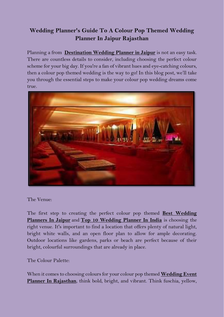 wedding planner s guide to a colour pop themed