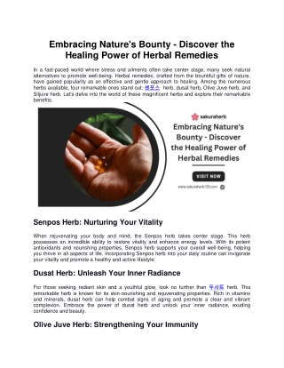 Embracing Nature's Bounty - Discover the Healing Power of Herbal Remedies