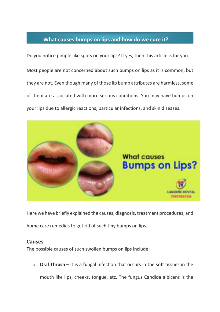 what causes bumps on lips and how do we cure it
