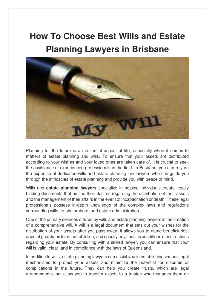 how to choose best wills and estate planning