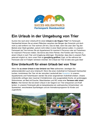 Urlaub Trier - Ferienpark Hambachtal