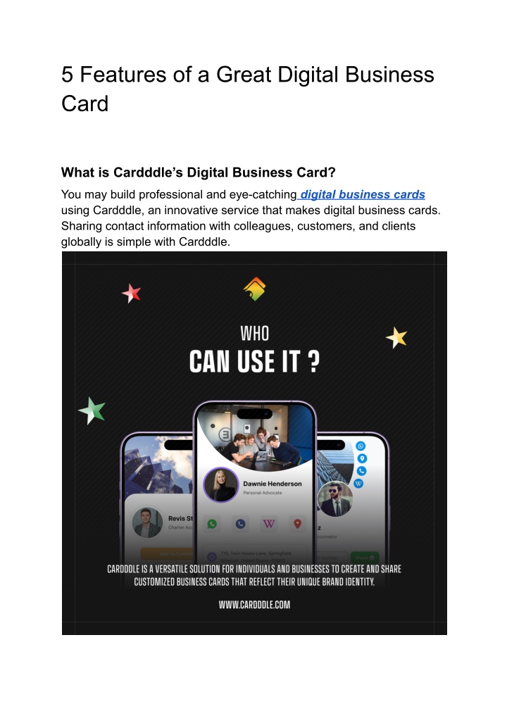 5 features of a great digital business card