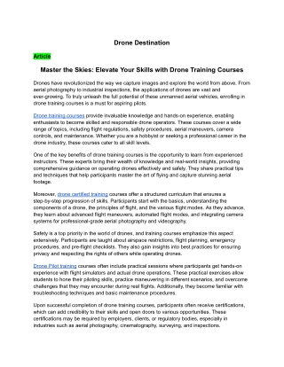 Master the Skies: Elevate Your Skills with Drone Training Courses