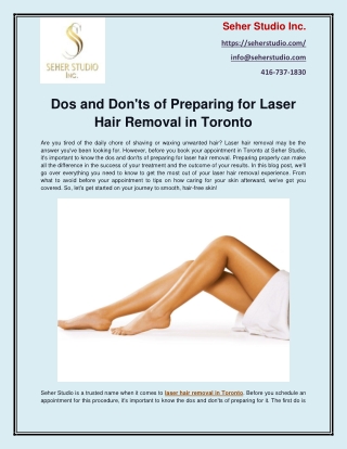 Dos and Don'ts of Preparing for Laser Hair Removal in Toronto