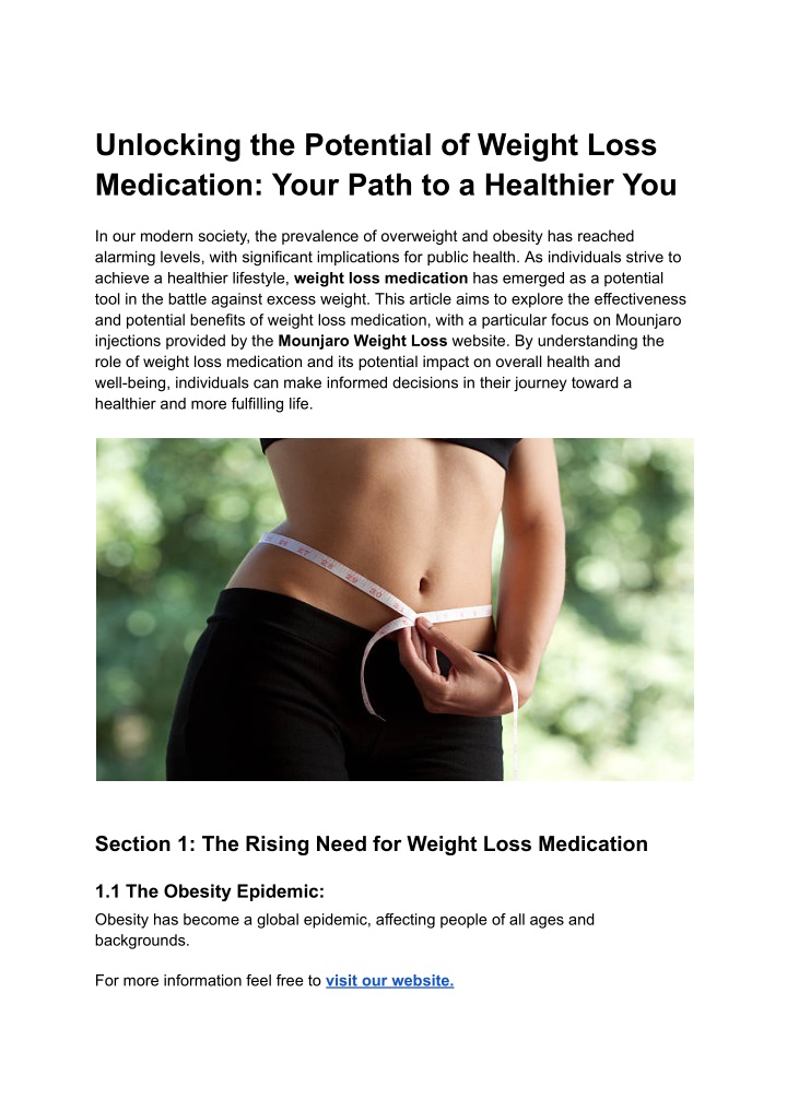 unlocking the potential of weight loss medication