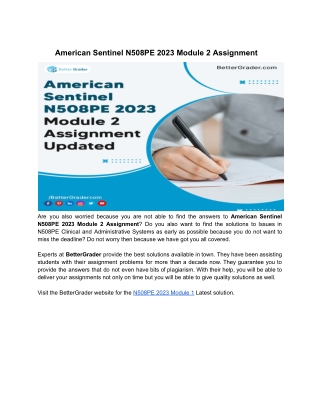 American Sentinel N508PE 2023 Module 2 Assignment
