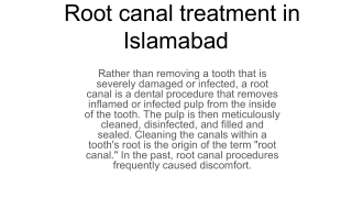 Root canal treatment in Islamabad