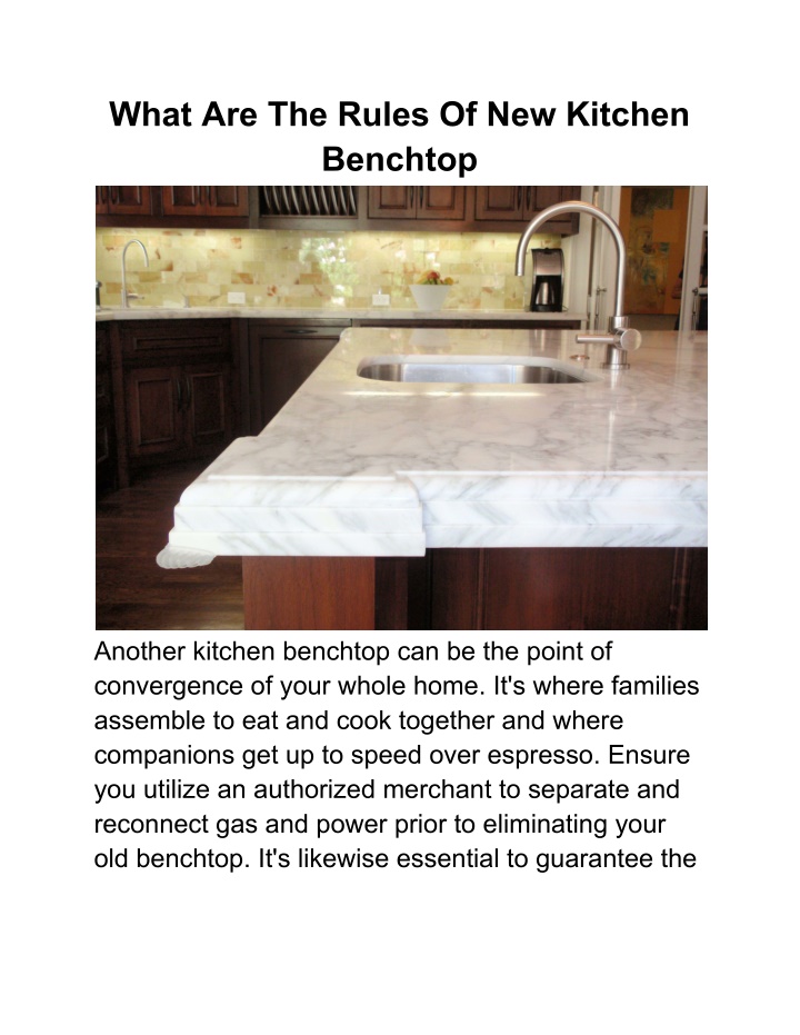 what are the rules of new kitchen benchtop