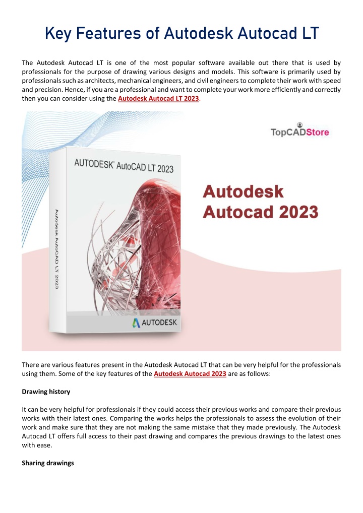 key features of autodesk autocad lt