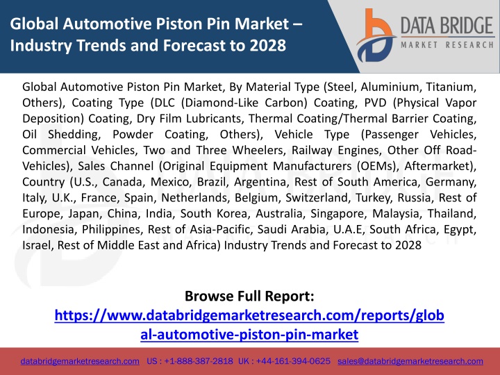 global automotive piston pin market industry