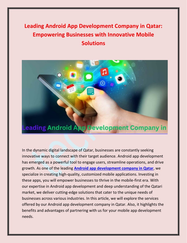 leading android app development company in qatar